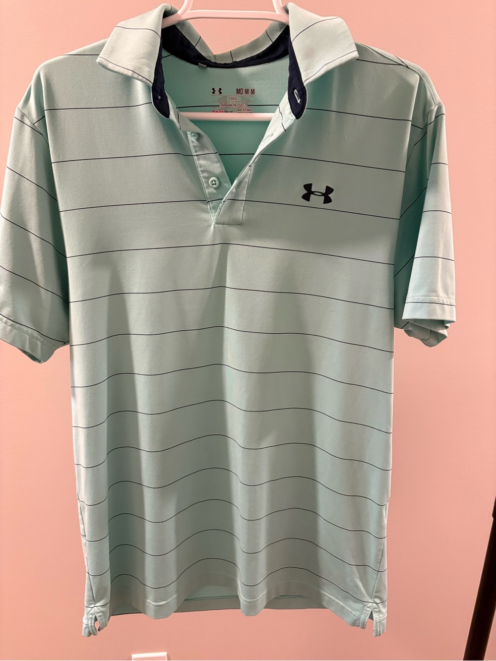 Under Armour Light Mint Horizontal-Striped Performance Polo